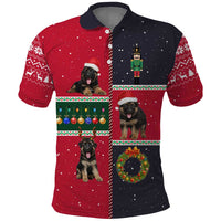 German Shepherd Puppy Christmas Polo Shirt with Ornaments Wreath and Nutcracker Design - Wonder Print Shop