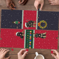 German Shepherd Puppy Christmas Puzzle with Ornaments Wreath and Nutcracker Design - Wonder Print Shop