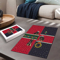 German Shepherd Puppy Christmas Puzzle with Ornaments Wreath and Nutcracker Design - Wonder Print Shop