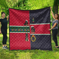 German Shepherd Puppy Christmas Quilt with Ornaments Wreath and Nutcracker Design - Wonder Print Shop
