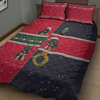 German Shepherd Puppy Christmas Quilt Bed Set with Ornaments Wreath and Nutcracker Design - Wonder Print Shop