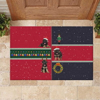 German Shepherd Puppy Christmas Rubber Doormat with Ornaments Wreath and Nutcracker Design - Wonder Print Shop
