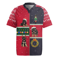 German Shepherd Puppy Christmas Rugby Jersey with Ornaments Wreath and Nutcracker Design - Wonder Print Shop