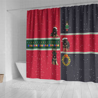 German Shepherd Puppy Christmas Shower Curtain with Ornaments Wreath and Nutcracker Design - Wonder Print Shop