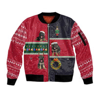 German Shepherd Puppy Christmas Sleeve Zip Bomber Jacket with Ornaments Wreath and Nutcracker Design - Wonder Print Shop