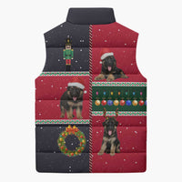 German Shepherd Puppy Christmas Sleeveless Puffer Jacket with Ornaments Wreath and Nutcracker Design - Wonder Print Shop