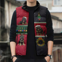 German Shepherd Puppy Christmas Sleeveless Puffer Jacket with Ornaments Wreath and Nutcracker Design - Wonder Print Shop