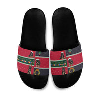 German Shepherd Puppy Christmas Slide Sandals with Ornaments Wreath and Nutcracker Design - Wonder Print Shop