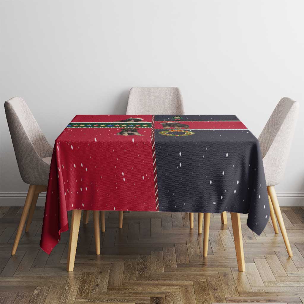 German Shepherd Puppy Christmas Tablecloth with Ornaments Wreath and Nutcracker Design - Wonder Print Shop