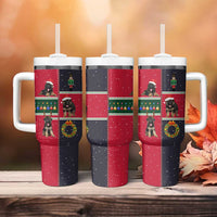 German Shepherd Puppy Christmas Tumbler With Handle with Ornaments Wreath and Nutcracker Design - Wonder Print Shop