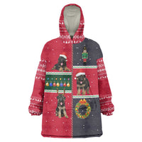 German Shepherd Puppy Christmas Wearable Blanket Hoodie with Ornaments Wreath and Nutcracker Design - Wonder Print Shop