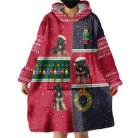 German Shepherd Puppy Christmas Wearable Blanket Hoodie with Ornaments Wreath and Nutcracker Design - Wonder Print Shop