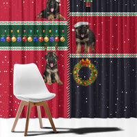 German Shepherd Puppy Christmas Window Curtain with Ornaments Wreath and Nutcracker Design - Wonder Print Shop