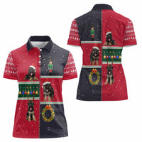 German Shepherd Puppy Christmas Women Polo Shirt with Ornaments Wreath and Nutcracker Design - Wonder Print Shop