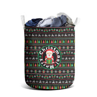 Gift For Merry Christmas Laundry Basket with Santa Claus and Holiday Icons Pattern - Wonder Print Shop