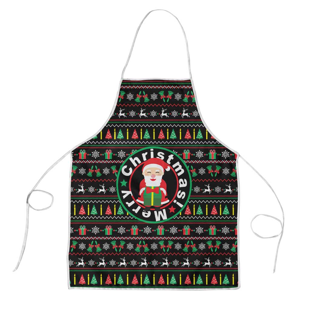 Gift For Merry Christmas Apron with Santa Claus and Holiday Icons Pattern - Wonder Print Shop