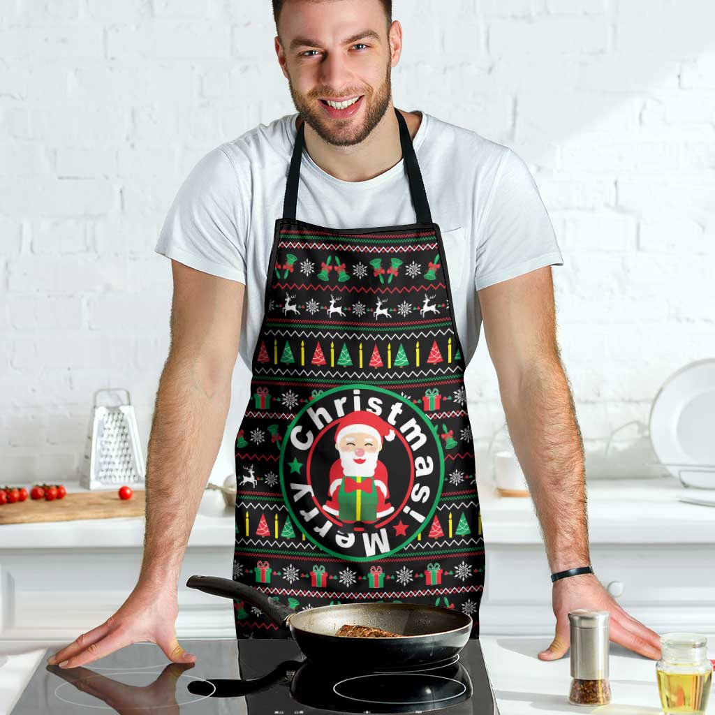 Gift For Merry Christmas Apron with Santa Claus and Holiday Icons Pattern - Wonder Print Shop