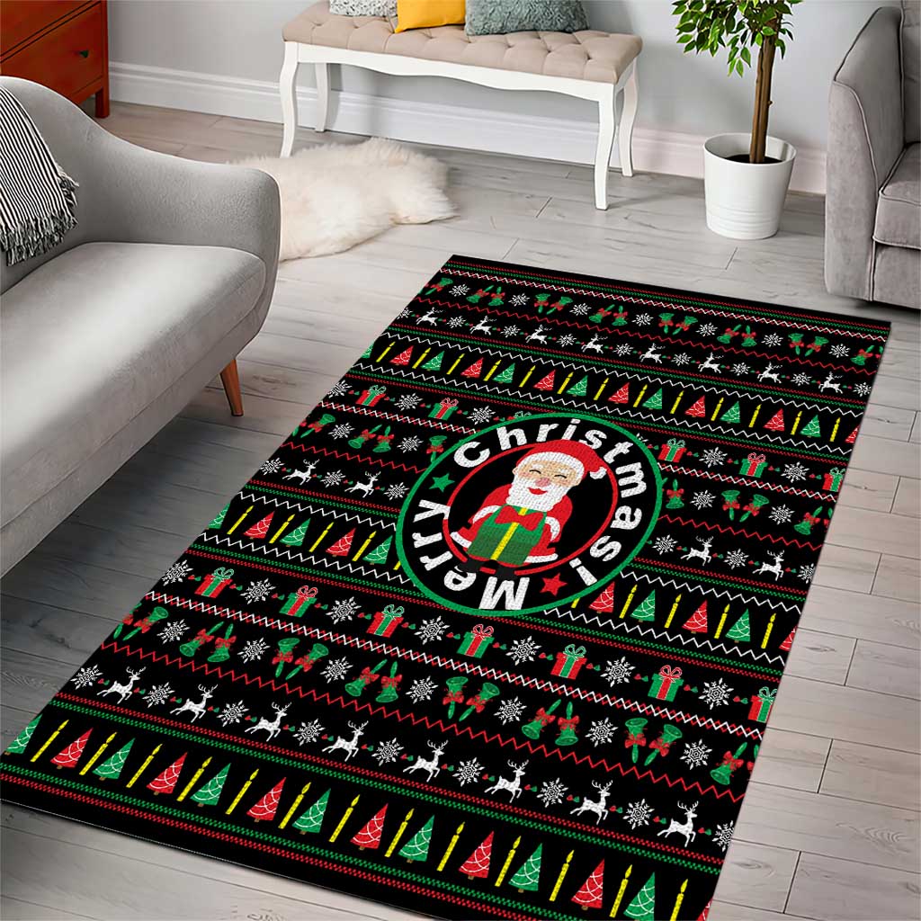 Gift For Merry Christmas Area Rug with Santa Claus and Holiday Icons Pattern - Wonder Print Shop