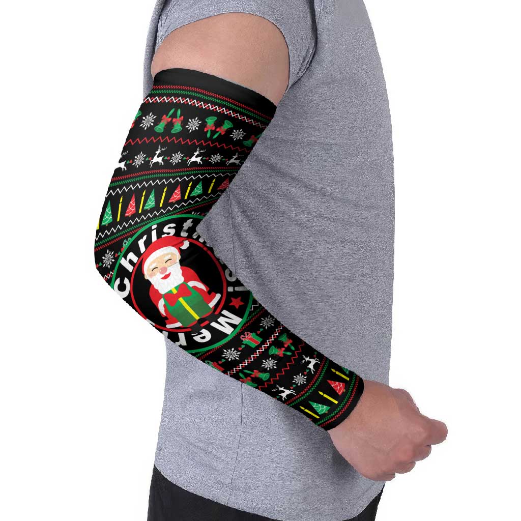 Gift For Merry Christmas Arm Sleeves with Santa Claus and Holiday Icons Pattern - Wonder Print Shop