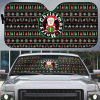 Gift For Merry Christmas Auto Sun Shade with Santa Claus and Holiday Icons Pattern - Wonder Print Shop