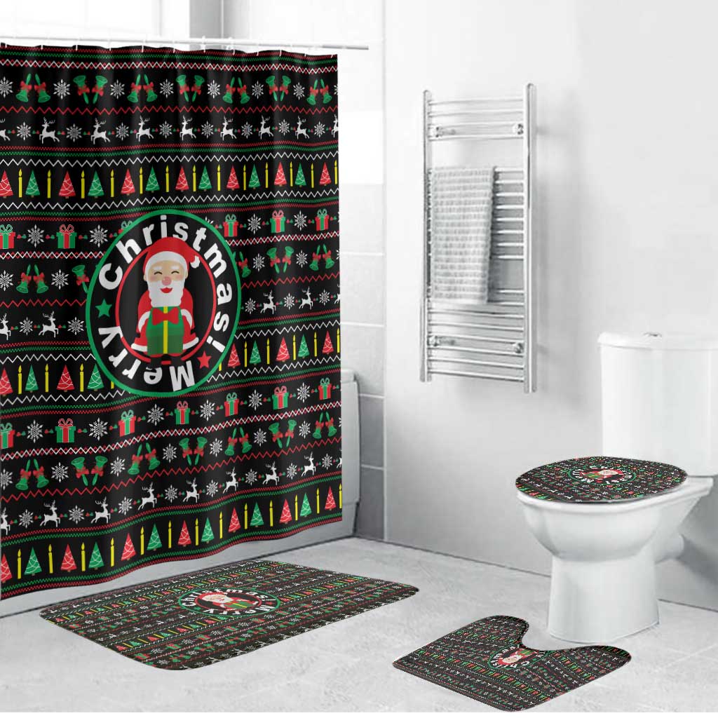 Gift For Merry Christmas Bathroom Set with Santa Claus and Holiday Icons Pattern - Wonder Print Shop