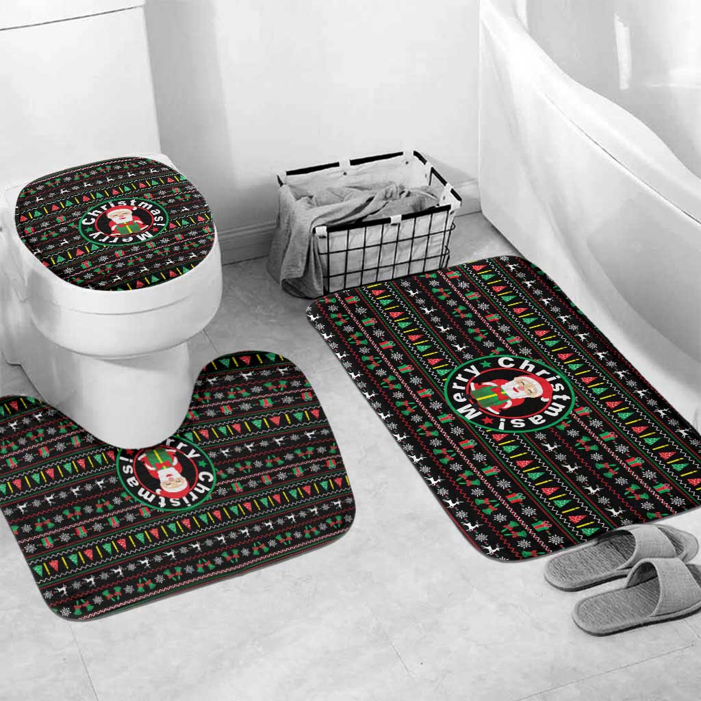 Gift For Merry Christmas Bathroom Set with Santa Claus and Holiday Icons Pattern - Wonder Print Shop
