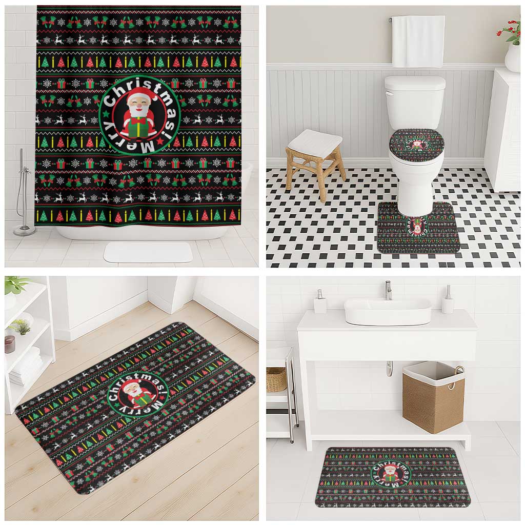 Gift For Merry Christmas Bathroom Set with Santa Claus and Holiday Icons Pattern - Wonder Print Shop
