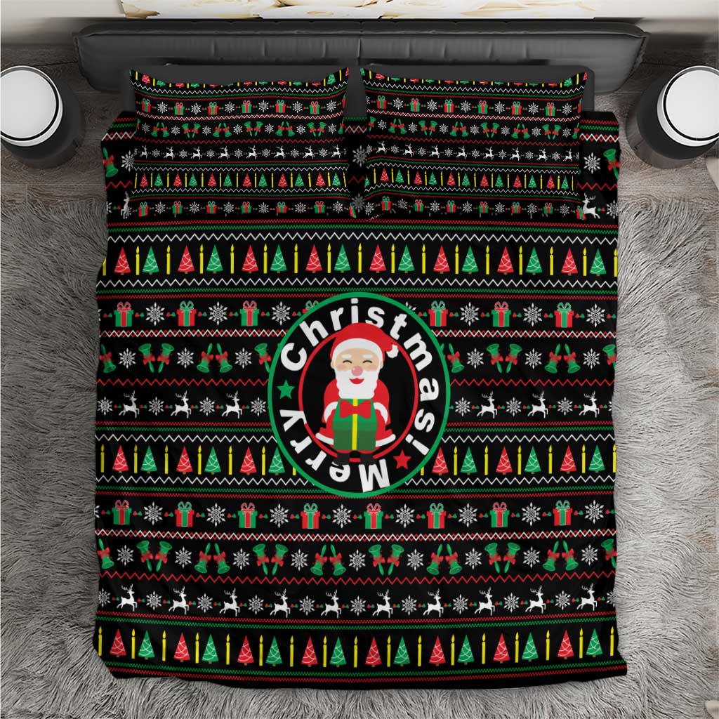 Gift For Merry Christmas Bedding Set with Santa Claus and Holiday Icons Pattern - Wonder Print Shop