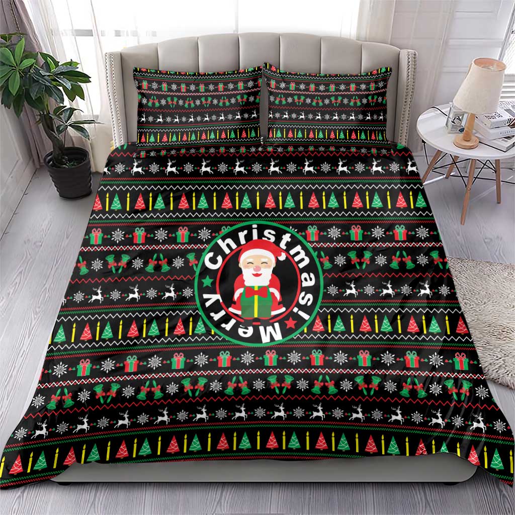 Gift For Merry Christmas Bedding Set with Santa Claus and Holiday Icons Pattern - Wonder Print Shop