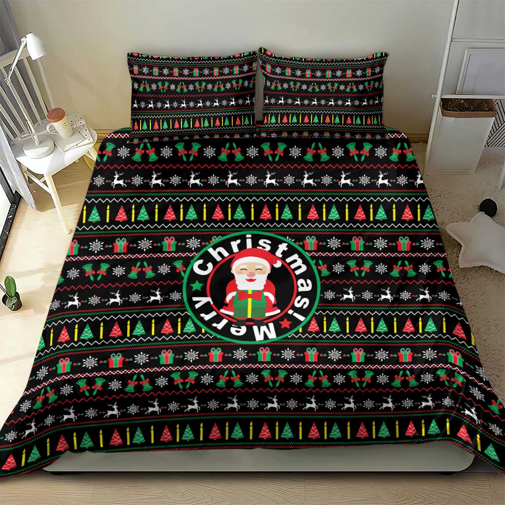 Gift For Merry Christmas Bedding Set with Santa Claus and Holiday Icons Pattern - Wonder Print Shop