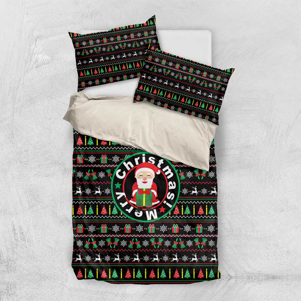 Gift For Merry Christmas Bedding Set with Santa Claus and Holiday Icons Pattern - Wonder Print Shop
