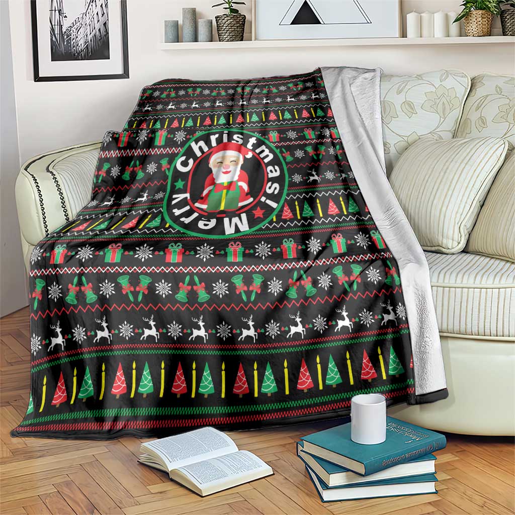 Gift For Merry Christmas Blanket with Santa Claus and Holiday Icons Pattern - Wonder Print Shop