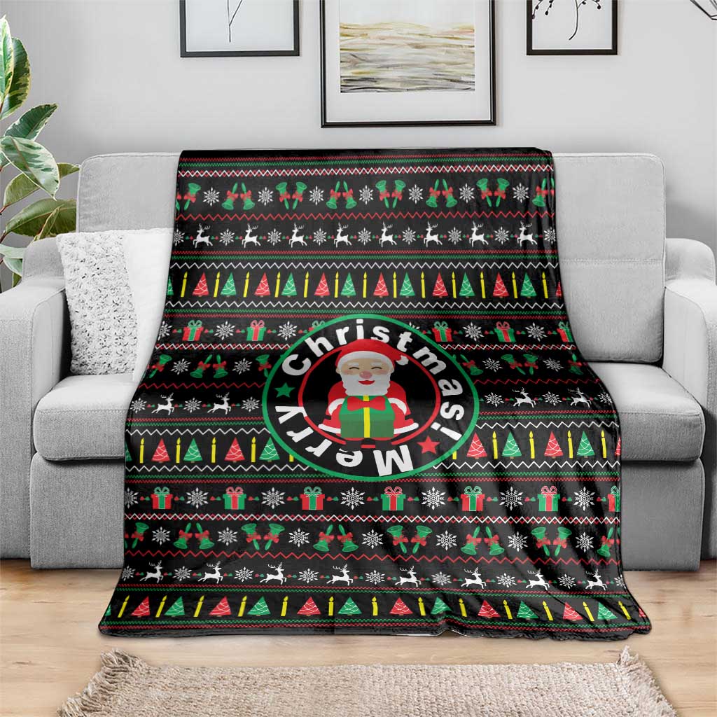 Gift For Merry Christmas Blanket with Santa Claus and Holiday Icons Pattern - Wonder Print Shop