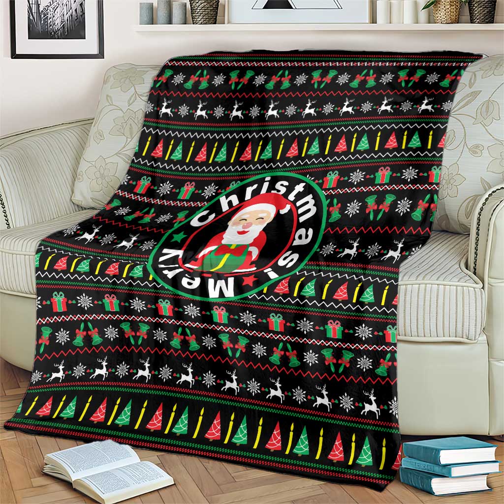 Gift For Merry Christmas Blanket with Santa Claus and Holiday Icons Pattern - Wonder Print Shop
