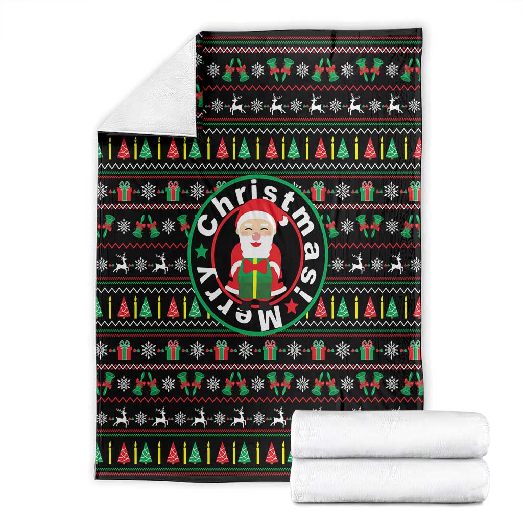 Gift For Merry Christmas Blanket with Santa Claus and Holiday Icons Pattern - Wonder Print Shop