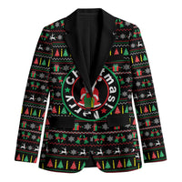 Gift For Merry Christmas Blazer with Santa Claus and Holiday Icons Pattern - undefined