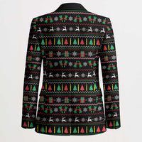 Gift For Merry Christmas Blazer with Santa Claus and Holiday Icons Pattern - undefined
