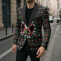 Gift For Merry Christmas Blazer with Santa Claus and Holiday Icons Pattern - undefined