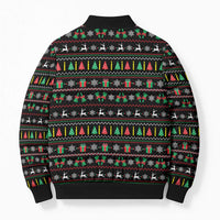 Gift For Merry Christmas Bomber Puffer Jacket with Santa Claus and Holiday Icons Pattern - Wonder Print Shop