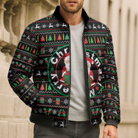 Gift For Merry Christmas Bomber Puffer Jacket with Santa Claus and Holiday Icons Pattern - Wonder Print Shop