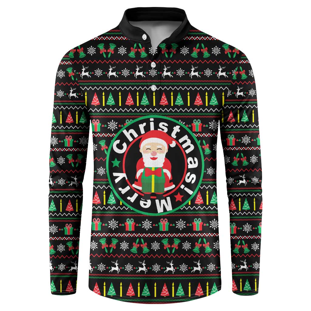 Gift For Merry Christmas Button Sweatshirt with Santa Claus and Holiday Icons Pattern - Wonder Print Shop