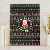 Gift For Merry Christmas Canvas Wall Art with Santa Claus and Holiday Icons Pattern - Wonder Print Shop