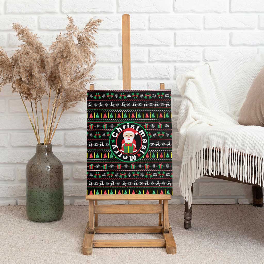 Gift For Merry Christmas Canvas Wall Art with Santa Claus and Holiday Icons Pattern - Wonder Print Shop