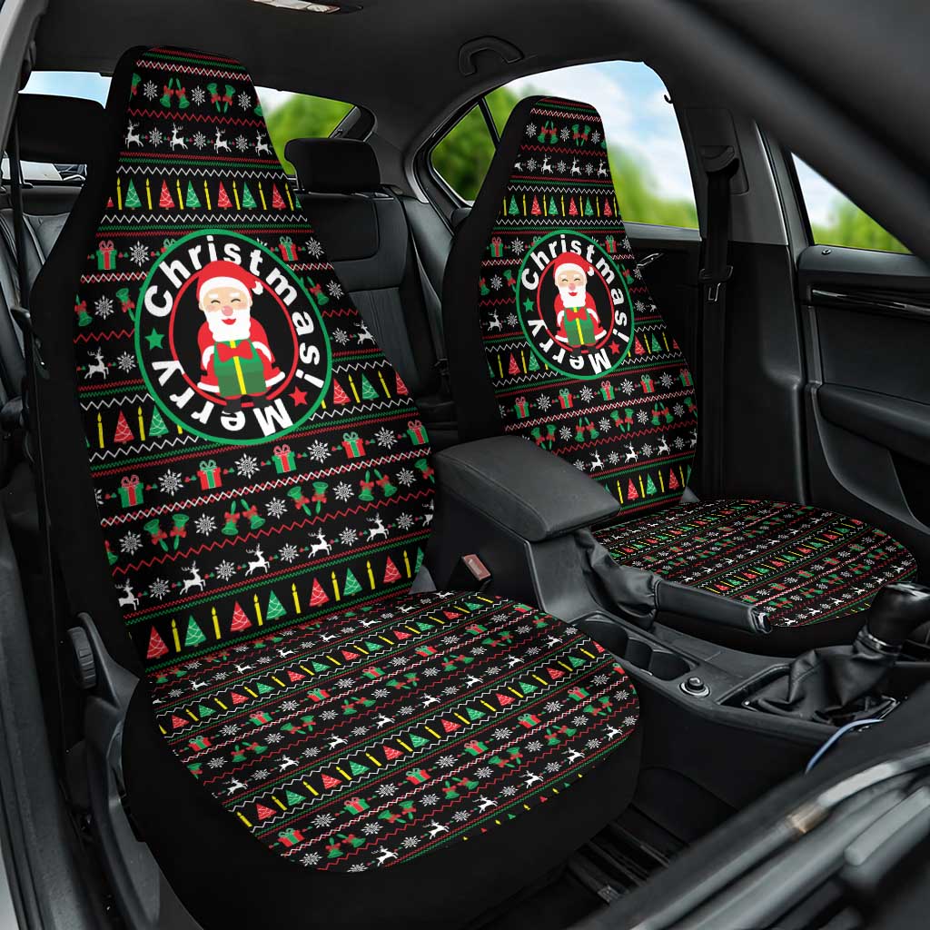 Gift For Merry Christmas Car Seat Cover with Santa Claus and Holiday Icons Pattern - Wonder Print Shop