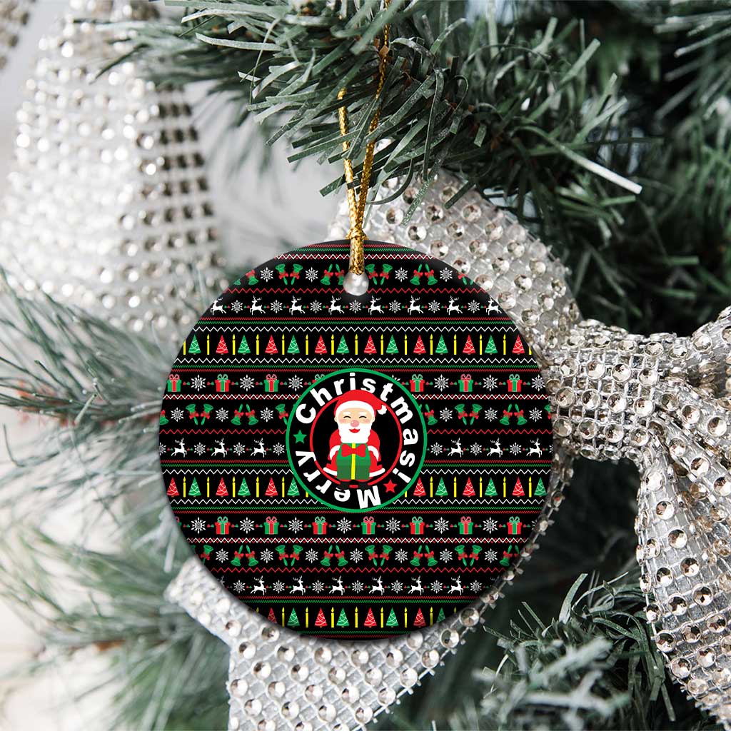 Gift For Merry Christmas Ceramic Ornament with Santa Claus and Holiday Icons Pattern - Wonder Print Shop