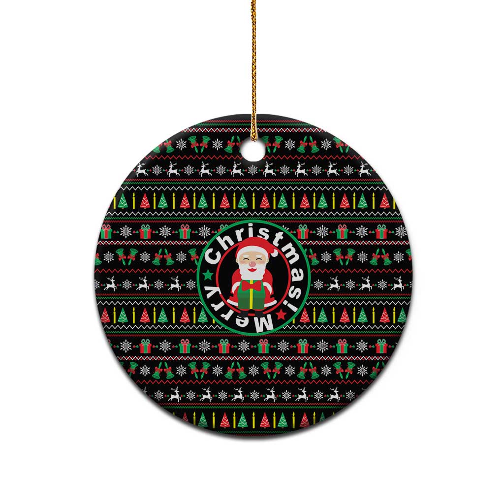 Gift For Merry Christmas Ceramic Ornament with Santa Claus and Holiday Icons Pattern - Wonder Print Shop