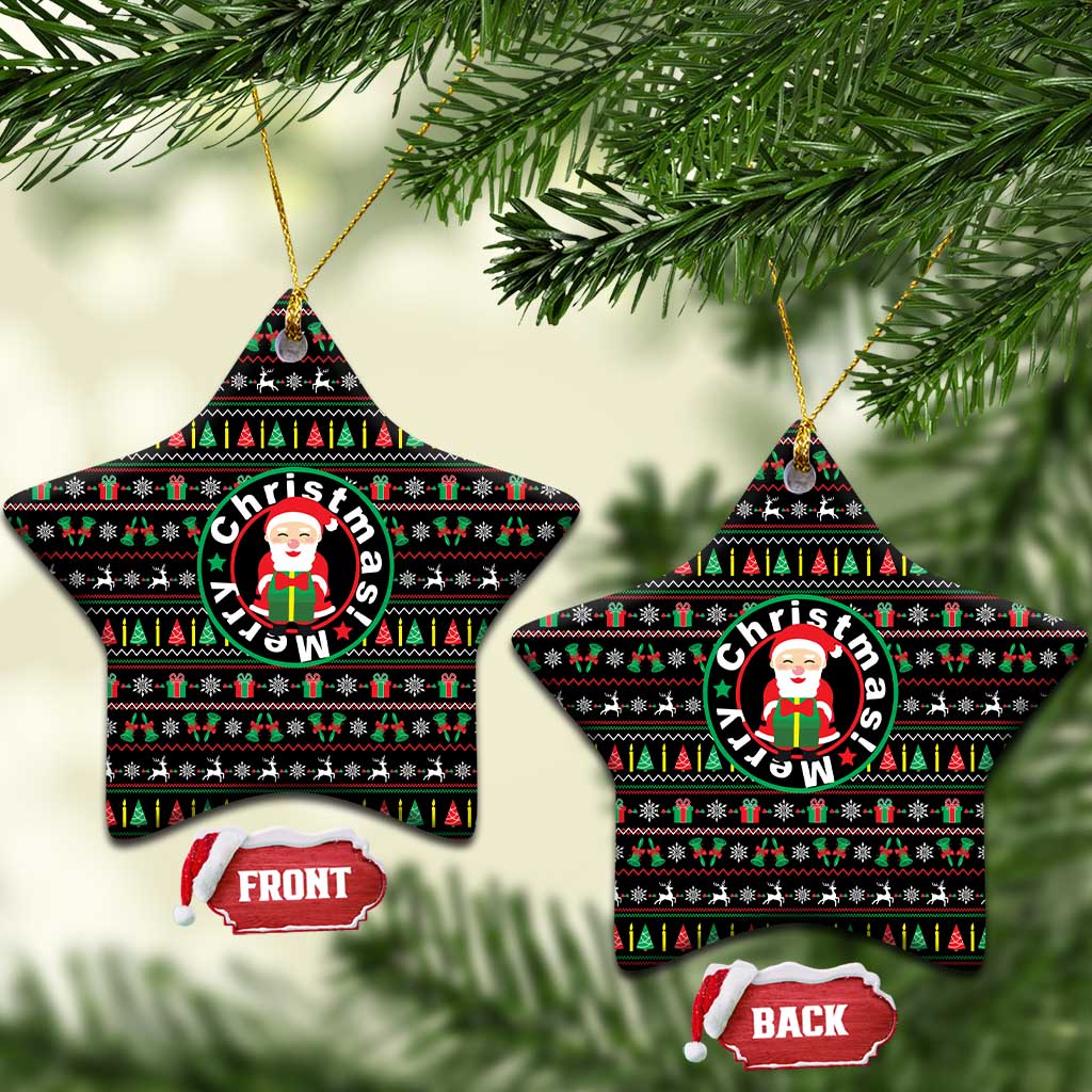 Gift For Merry Christmas Ceramic Ornament with Santa Claus and Holiday Icons Pattern - Wonder Print Shop
