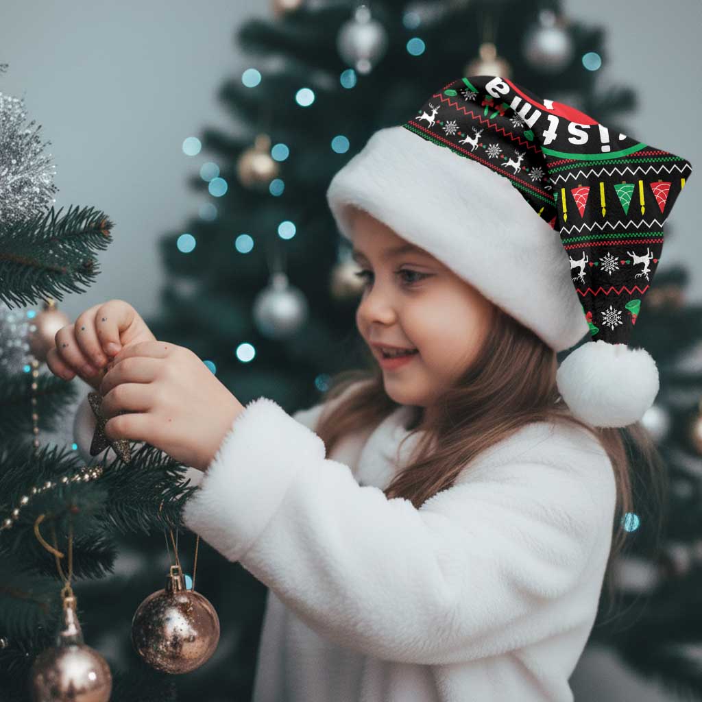 Gift For Merry Christmas Santa Hat with Santa Claus and Holiday Icons Pattern - Wonder Print Shop