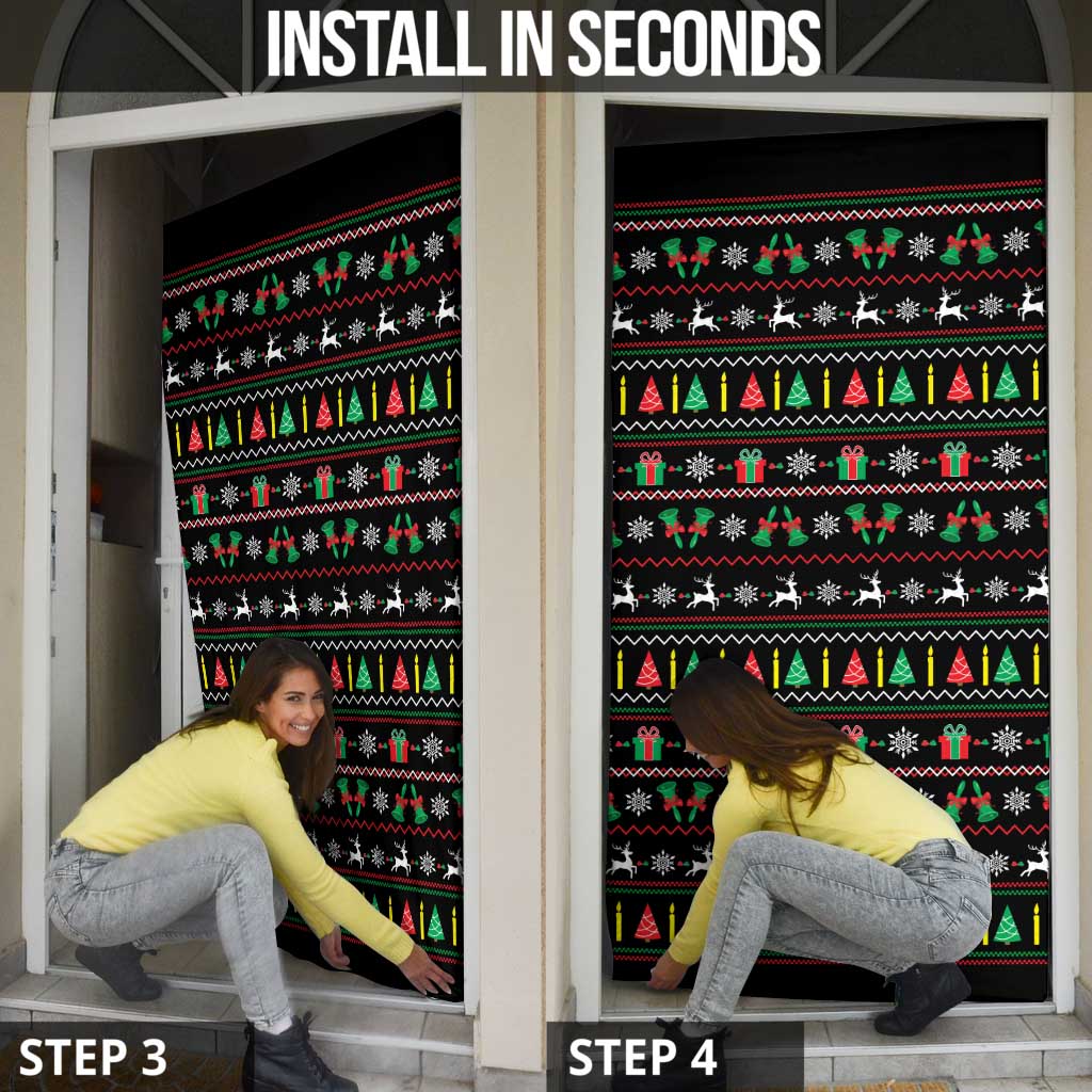 Gift For Merry Christmas Door Cover with Santa Claus and Holiday Icons Pattern - Wonder Print Shop