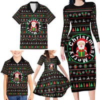 Gift For Merry Christmas Family Matching Long Sleeve Bodycon Dress and Hawaiian Shirt with Santa Claus and Holiday Icons Pattern - Wonder Print Shop